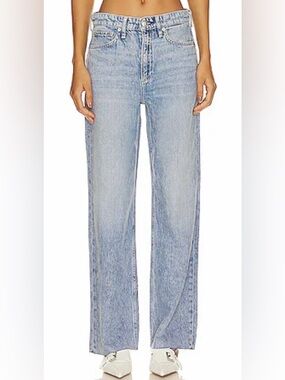 Rag & Bone Logan Featherweight Raw Edge, High Rise Wide Jean in Mira